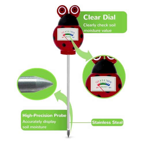 Soil Moisture Meter for House Plants, Hygrometer Moisture Sensor Soil Test Kit, Plant Water Meter for Farm, Lawn Indoor & Outdoor Use, Gardening Gifts for Plant Care (RED+Green) - color: RED+GREEN