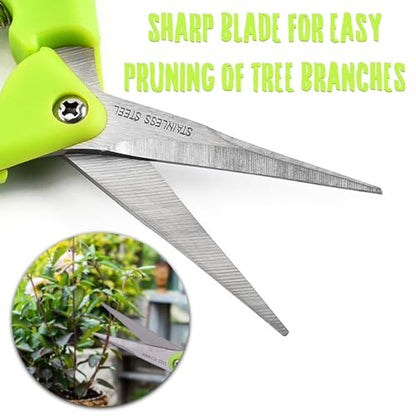 Green Micro Tip Garden Shears for Precise Trimming - Lightweight, Stainless Steel Hand Pruners, Flower Trimmers, and Bonsai Snippers