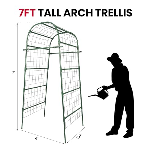 Garden Arch Trellis for Climbing Plants Outdoor, 7 Ft Tall Cucumber Trellis - size: 31.5"L x 50"W x 84"H - Arch Trellis