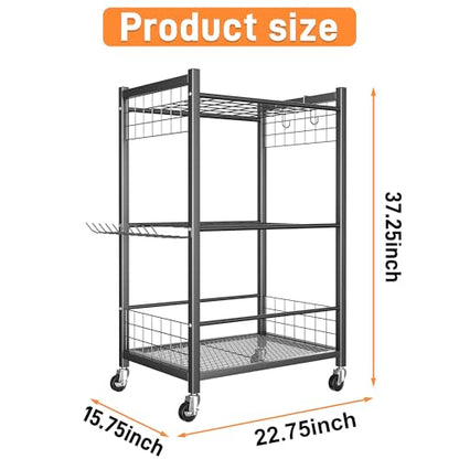 TORACK Garden Tool Stand with Wheels, Rakes Shovels Holder Yard Tools Organizer for Garage, Garden, Shed Indoor/Outdoor Long-Handled Tools Cart(Tool stand) - style: Tool stand