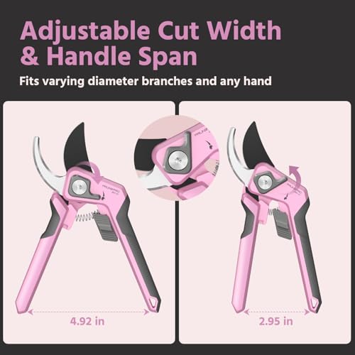 PrunePro 8.2" Pruning Shears for Women Lightweight Ultra Sharp Scissors - color: Pink