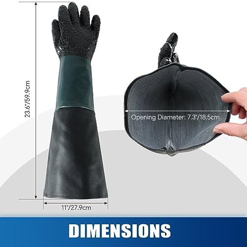 ATPEAM 23.6" Sandblasting Gloves Heavy Duty Rubber Gloves for Blast Cabinet