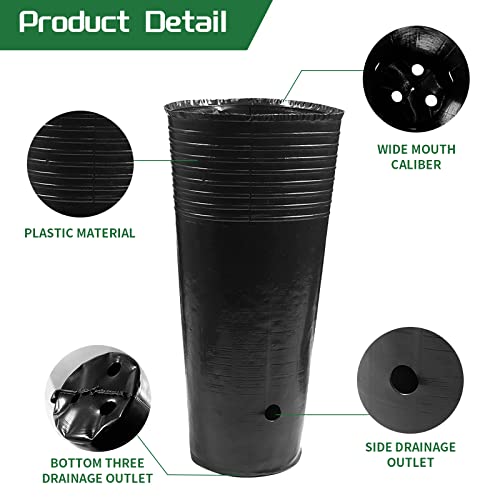 20 Pcs Plastic Deep Nursery Pots, 9.8" Round Tall Tree Pots - color: 20pc 9.8" Round