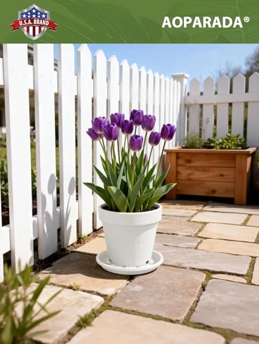 11 Inch Tulip‑Design Plastic Plant Saucer Drip Tray,4‑Pack(White) - color: White, size: 11"(4Pack)