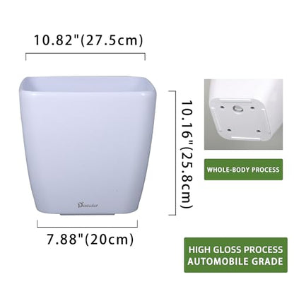 Dexceder 11x10 Self Watering Planter (White High Gloss) - color: Ceramic White, size: 11x10