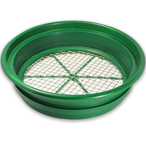 SE 13.25 Inch Wide Stackable Classifier Gold Prospecting Pan - 1/2 Inch Stainless Steel Mesh Sifting Pan, Green - size: 1/2 inch, style: Pans