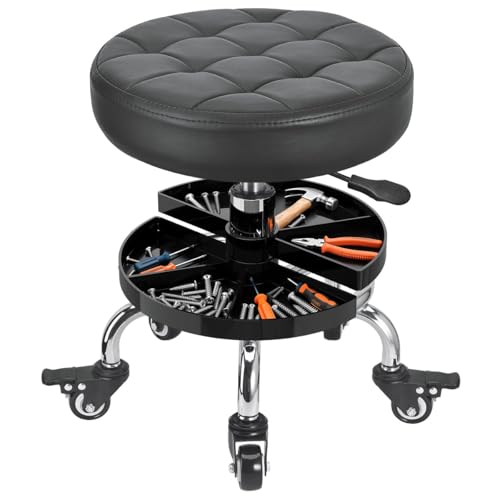 FLOLXNB Garage Mechanic Stool with Storage Tray,Low Height Rolling Shop Stools, Rolling Mechanics Seat Chair Height Adjustable, Rolling Shop Chair, Work Stool Creeper Seat (Style 2) - style: Style 2