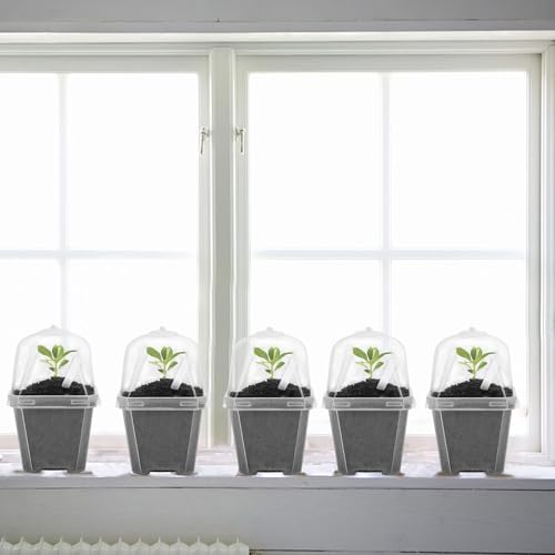 50 Pcs 3" Clear Plant Nursery Pot with Humidity Dome, Plastic Gardening Pot - color: 50pcs-white, size: 3 Inch