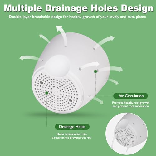 Vanslogreen 6 Inch Orchid Pots with Holes, 2 Pack Self Watering Planters for Orchids Plastic Orchid Pot Plant Flower Pots for Orchids Indoor Outdoor (White with Brown) - color: Style Round-white With Brown