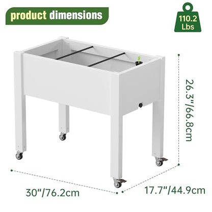 Elevated Raised Garden Bed with Wheels,Planter Box,Ashen-26.3" h - color: Ashen, size: 26.3"h