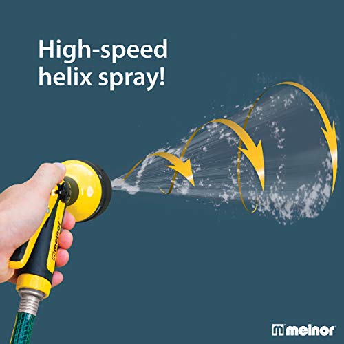 Melnor 65112-AMZ 6-Pattern Vortex Water Hose Sprayer Nozzle, QuickConnect Product Adapter, Black, Yellow, Slip Resistant Outdoor Hose Nozzle Sprayer for Watering Plants, Lawn, Car Washing, Patio, Pet - style: 6-Pattern