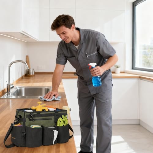 IBVIVIC Wearable Cleaning Caddy Bag for Cleaning Supplies, Green - color: Green