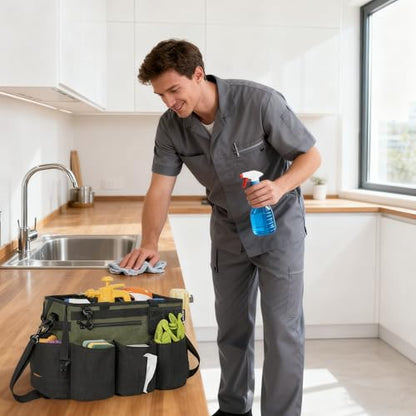IBVIVIC Wearable Cleaning Caddy Bag for Cleaning Supplies, Green - color: Green