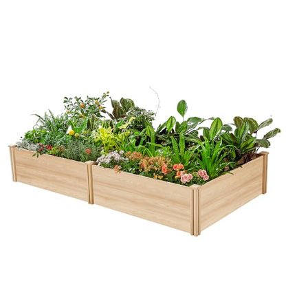 AMERLIFE 8x4 Ft Wood Raised Garden Bed, Durable 15 Inch Depth Planter Box for Vegetables, Herbs, and Flowers, Ideal for Outdoor Gardening with Open Base - size: 8 x 4 x 1.25 ft