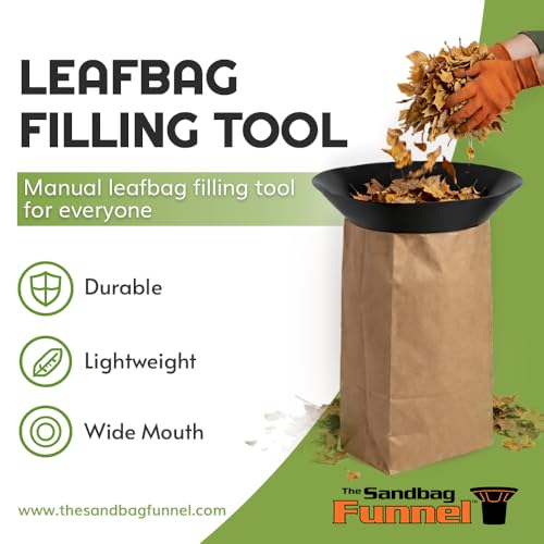 Heavy Duty HDPE Leaf Bag Funnel for 30 Gallon Yard Waste Bags – Reusable Lawn & Garden Bag Holder Insert – Rigid Leaf Collector Chute for Easy Yard Cleanup & Leaf Disposal