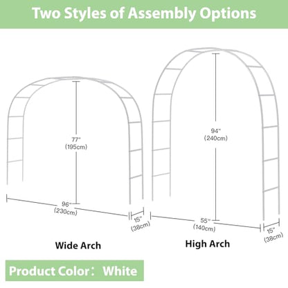 RUBFAC 7.8ft Garden Arbor, Metal Arch Frame for Wedding Ceremony - color: white