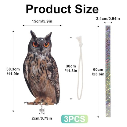 3PCS Flat Fake Owl to Scare Pigeon Woodpecker - color: Brown Owl 3pcs