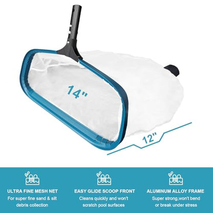 POOLWHALE 14" Pool Spa Net -Ultra Fine Mesh Pool Pollen Skimmer Rake Net - size: 14"