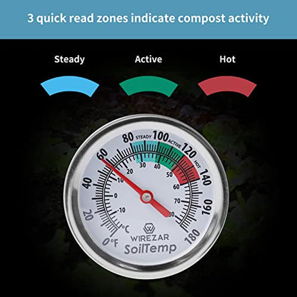 Backyard Compost Thermometer, 16 Inch Stainless Steel, Waterproof - size: 16''
