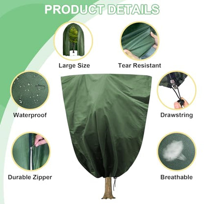 110" x 79" Large Plant Covers Freeze Protection, Thicken Plant Frost Cover - color: Dark Green