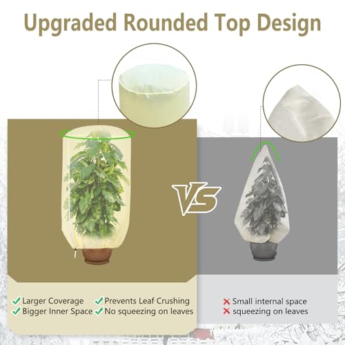 2 Pack Rounded Top Plant Covers Freeze Protection, 47"X72" Winter, Beige - size: Beige-47x72in-2PCS