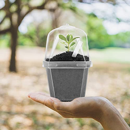 10 Pcs 4" Clear Plant Nursery Pot with Humidity Dome, Plastic Gardening Pot - color: 10pcs-white, size: 4 Inch