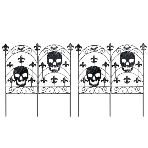 hogardeck 2PCS Halloween Decorations Outdoor, Metal Fence Decorative Garden Stakes with Skull Head for Halloween Decor, Yard Signs for Halloween Outside Garden Lawn Porch Party Decorations - color: Black-2pcs-2266
