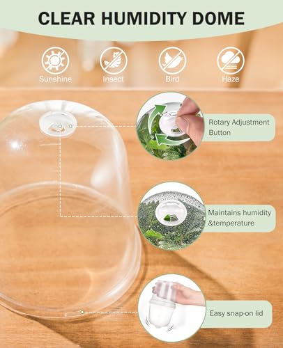 homenote 5 Inch Clear Nursery Pots with Humidity Domes and Labels (15 Pcs) - color: Transparency-with Lid, size: 5 Inch-15 Pack