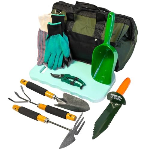 10pc Gardening Handheld Tools Set Gloves Carry Bag and Kneeling Pad - style: 10pc Tool Set