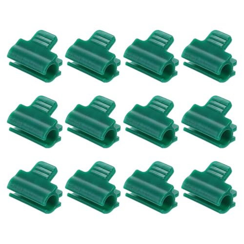 Greenhouse Clamps for 9/16inch PVC Pipe, 12pcs Greenhouse Film Clamps Shading Net Rod Clip Garden Hoops for Row Cover, Greenhouse Plastic Sheeting(Dark Green)