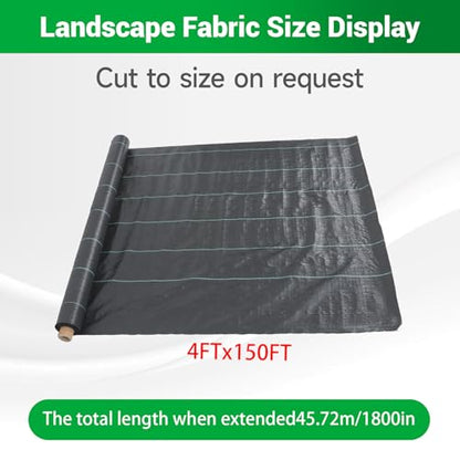Weed 4 x 150 FT Heavy Duty Landscape Fabric Ground Cover Block - size: 4 x 150 FT