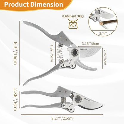 BOOSDEN Bypass Pruning Shears, 8'' Garden Trimmers with SK5 Blades
