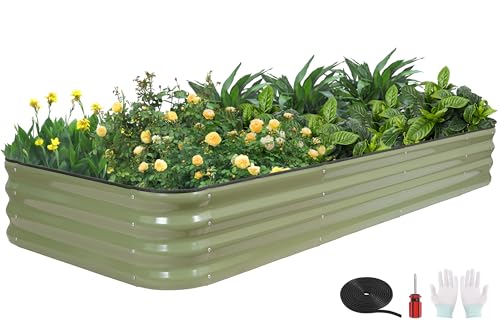 6-in-1 Modular Raised Garden Bed-8x3x1ft Adjustable 6 Sizes - color: Green, size: 8×3×1FT