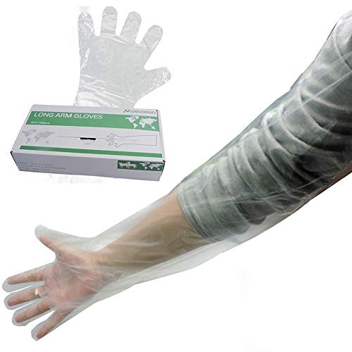 Long Disposable Gloves 100pcs Shoulder Length Long Arm for Veterinary Examination Protection Glove