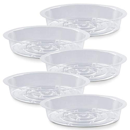 Rocutus Plant Saucer,20 Pack Plastic Plant Saucer Drip Trays Small Plant Plate Dish,Heavy Duty Clear Plastic Plant Saucers Flower Pot Tray Flower Pot Drip Pan for Indoor and Outdoor Plants (10 Inch) - size: 10 Inch