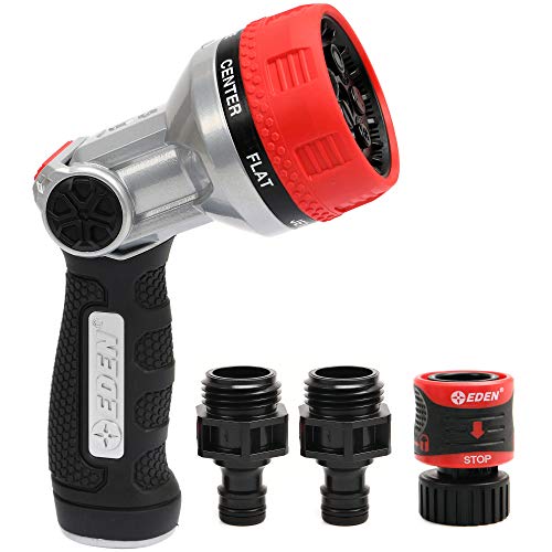 Eden Metal 7-Pattern Hose Nozzle: Thumb Control, Heavy-Duty Zinc Alloy - style: 7-Pattern