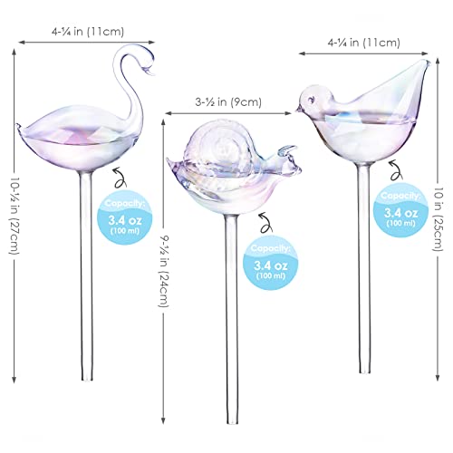 NiHome Glass Plant Self Watering Bulbs 3-Pack Iridescent Pearl - color: Animal Rainbow Colored (3 pack)