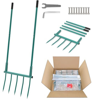 Broad Fork Garden Tool, 5 Tines Heavy-Duty U-Shaped Hand Tiller