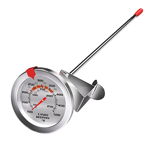 Candy Thermometer and Deep Fry Thermometer with 2 Inch Large Dial, 9 Inch Stainless Steel Probe – Temperature Guide for Candy Making, Frying, Confectionery, Dessert, Chocolate, Jam, and BBQ - size: Candy Thermometer-9 Inch