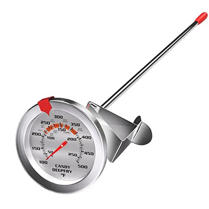 Candy Thermometer and Deep Fry Thermometer with 2 Inch Large Dial, 9 Inch Stainless Steel Probe – Temperature Guide for Candy Making, Frying, Confectionery, Dessert, Chocolate, Jam, and BBQ - size: Candy Thermometer-9 Inch