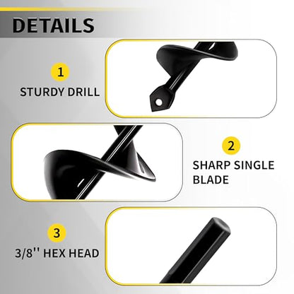 Auger Drill Bit for Planting - 1.6" x 16.5" Plant Auger for Cordless Drill - Bulb Planter Tool for Bulbs Planting&Holes Digging - 3/8" Hex Drive Drill - size: 1.6"x16.5"-black