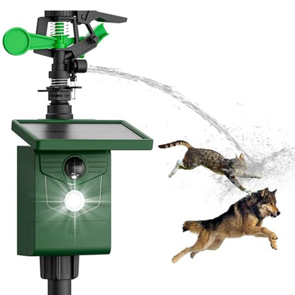 Solar Animal Sprinkler Cat Repeller Motion Sensor Deer Repellent Motion Activated Sprinkler 1 Pack for Animal Deterrent with Flashing Lights Squirrel Dog Fox for Yard Lawn Courtyard Farm