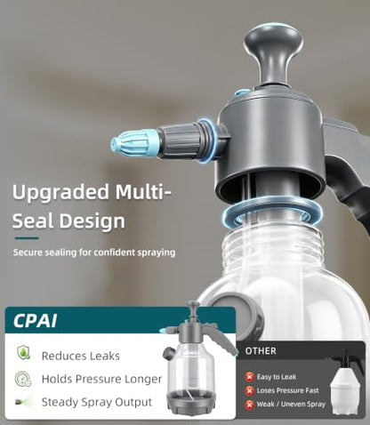3L Pump Sprayer with 12-Inch Long-Reach Flexible Wand for Garden