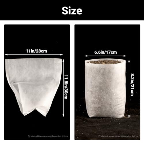 Nursing Growing Pouch, 200pcs 11 x 11.8 in Plant Non-Woven Nursery Bags Large, Fabric Seedling Plant Grow Bags, Seed Starting Planting Growing for Home Garden Supply - color: White, size: 11"x11.8"/Pack of 200