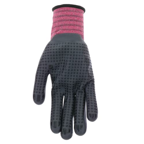 Mud Grip Women's Nylon Seamless Knit Shell Water Resistant Dotted Nitrile Palm Gardening Gloves - color: Pink, size: Medium/Large (Pack of 1)