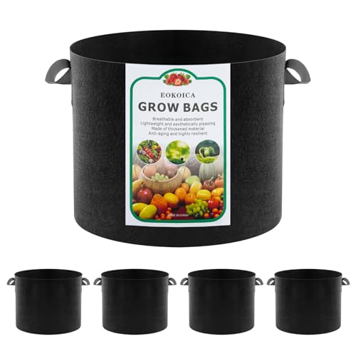 5-Pack 10 Gallon Grow Bags, Thickened Aeration Fabric Pots - size: 10