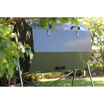 Jora Composter JK 400 - High Capacity Rotating Compost Tumbler - 13-21 Gal/Week - Heat Generating, Insulated Design - Outdoor Compost Bin Tumbler - Dual Chamber Compost Tumbler