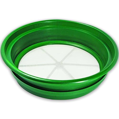 SE 13.25 Inch Wide Stackable Classifier Gold Prospecting Pan - 1/30 Inch Stainless Steel Mesh Sifting Pan, Green - size: 1/30 inch, style: Pans