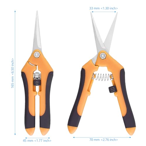 15 PCS 6.5 inch Garden Trimming Scissors, Gardening Hand Pruners with Straight Stainless Steel Precision Blades, Pruning Shears for Flowers Branches Precise Cuts, Orange - color: Orange