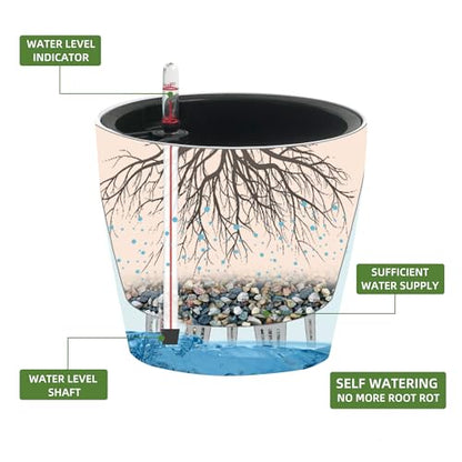 Dexceder 9x8 Self Watering Planter (Slate Gray Matte) - color: Slate Gray, size: 9x8